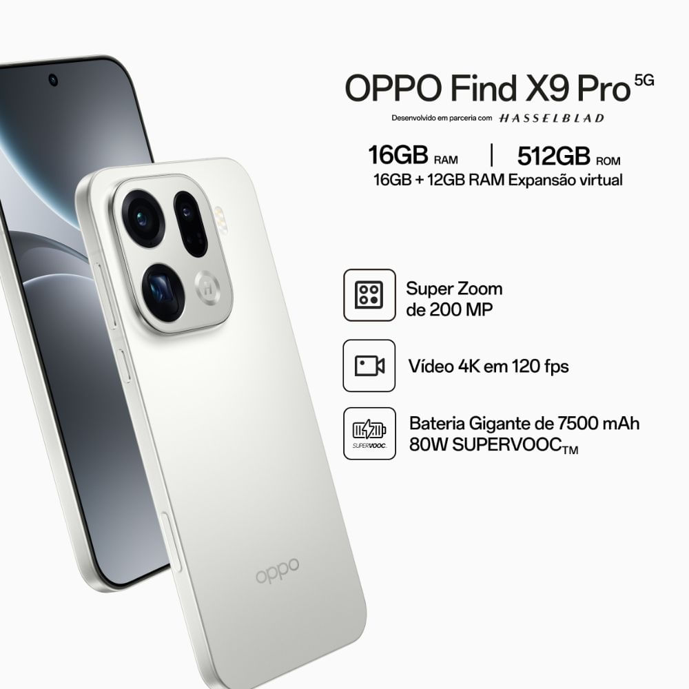 【サイ】OPPO Find X9 Pro16GB/512GBホワイト中国版 Smartphone OPPO Find X9 Pro 512GB 16GB RAM 5G Branco